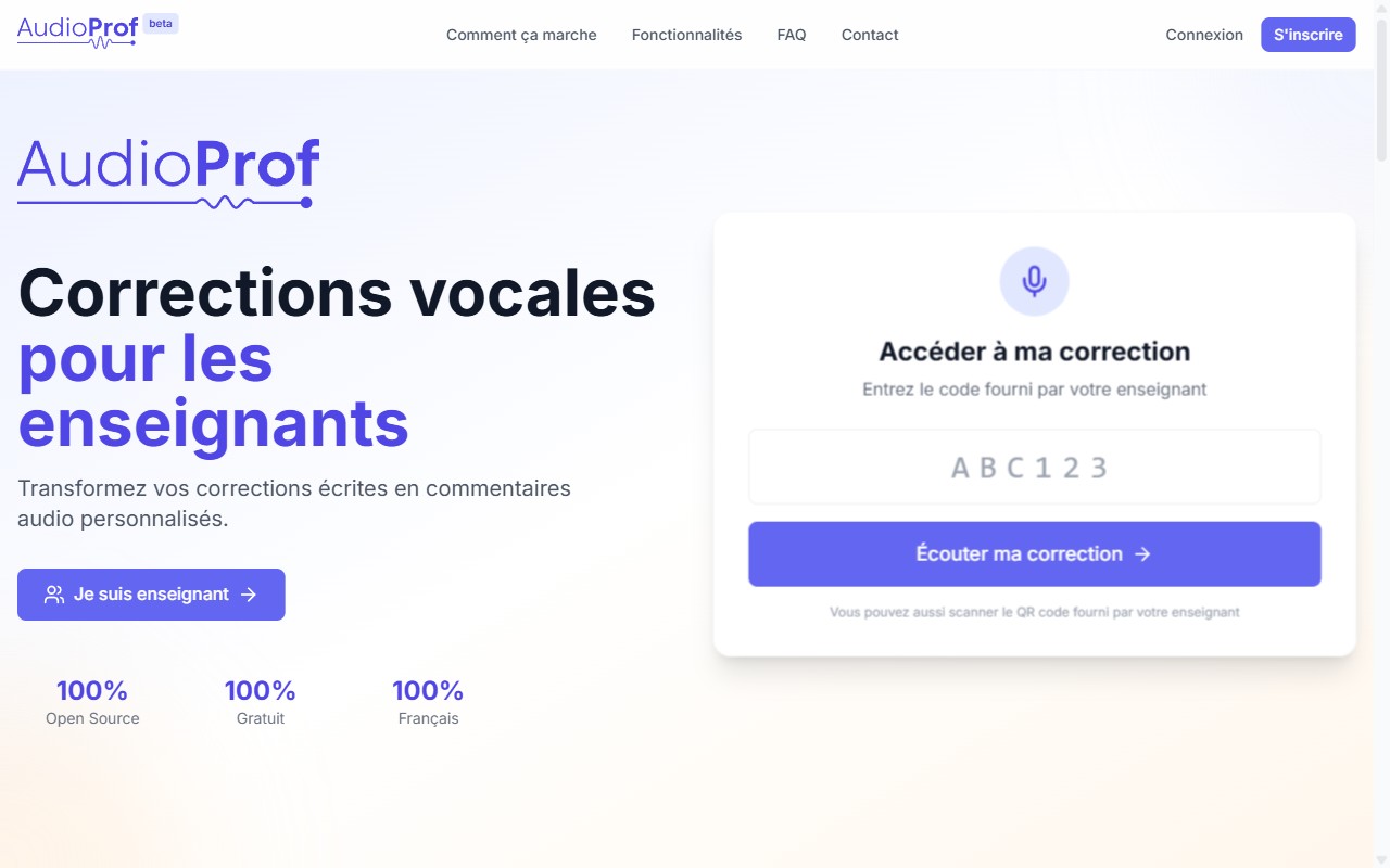 Aperçu du site AudioProf